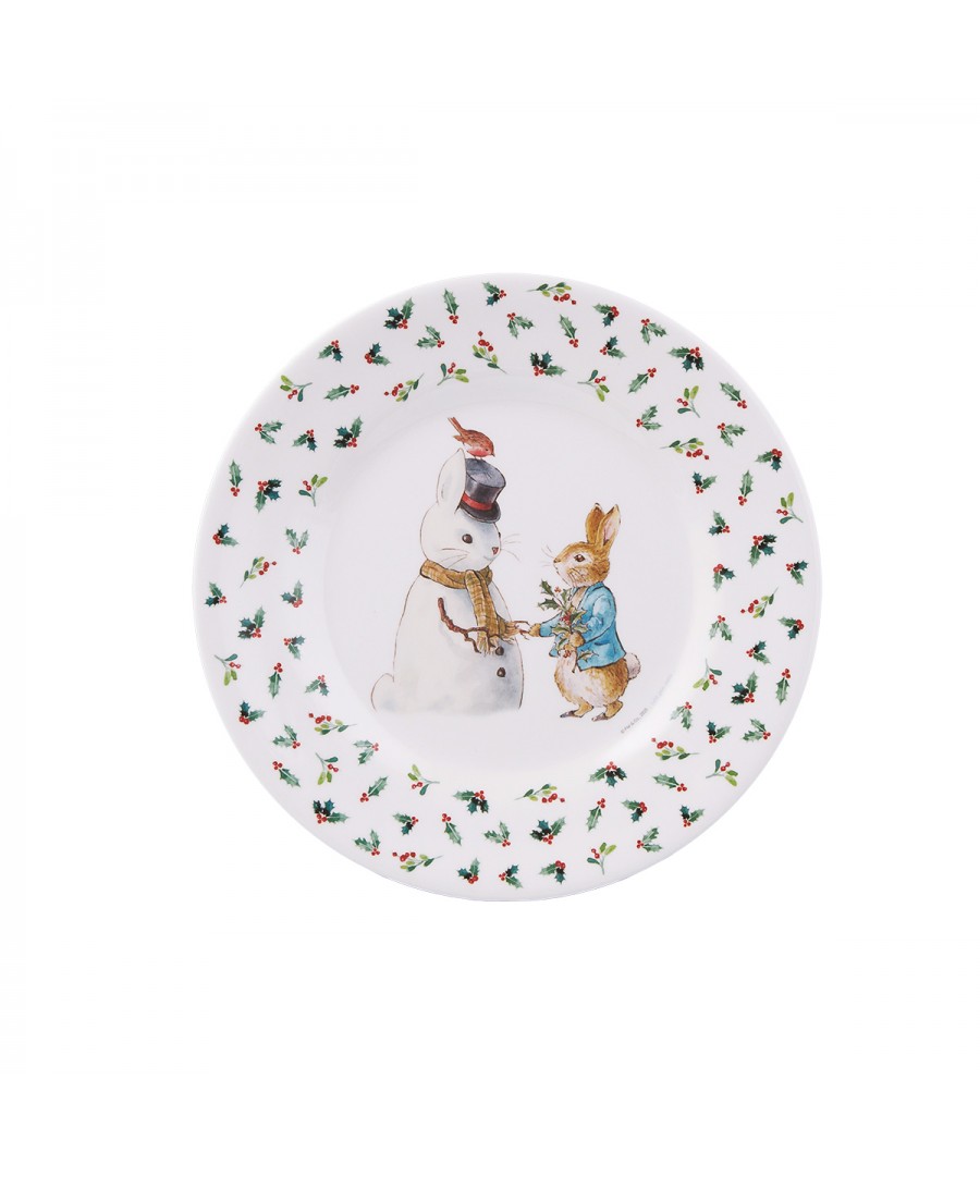 DESSERT PLATE PETER RABBIT SNOW CHRISTMAS 