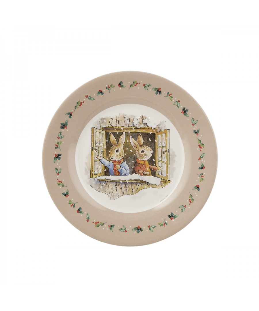DESSERT PLATE PETER RABBIT WINDOW CHRISTMAS 