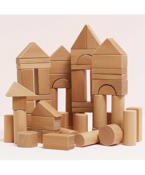 NATURAL WOOD BUILDING BLOCKS - 60PCS