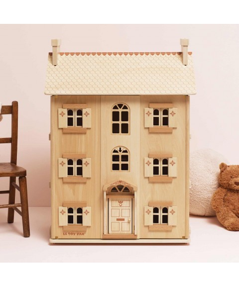 GRANDE MAISON DE POUPÉE EN BOIS NATUREL