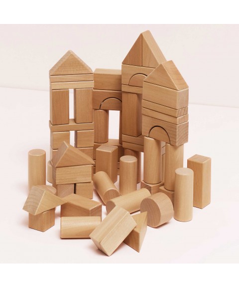 NATURAL WOOD BUILDING BLOCKS - 60PCS
