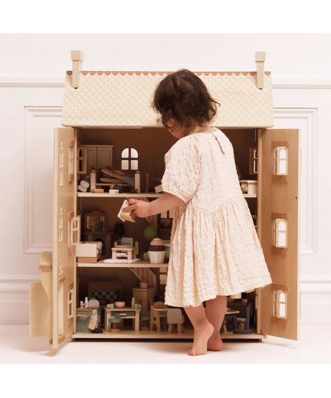 GRANDE MAISON DE POUPÉE EN BOIS NATUREL