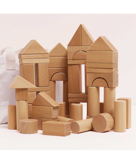NATURAL WOOD BUILDING BLOCKS - 60PCS