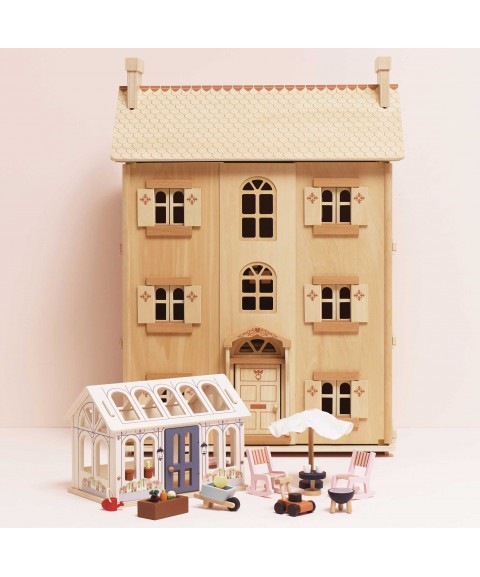 GRANDE MAISON DE POUPÉE EN BOIS NATUREL