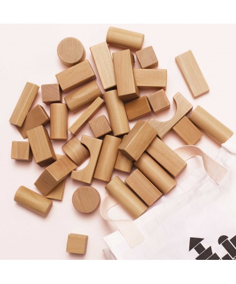 NATURAL WOOD BUILDING BLOCKS - 60PCS