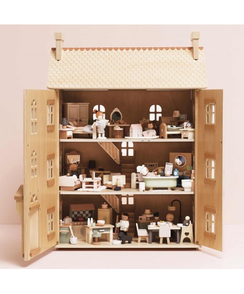 GRANDE MAISON DE POUPÉE EN BOIS NATUREL