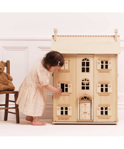 GRANDE MAISON DE POUPÉE EN BOIS NATUREL