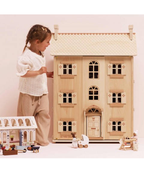 GRANDE MAISON DE POUPÉE EN BOIS NATUREL