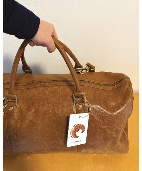 ÉTIQUETTE BAGAGE EN BOIS CROISSANT