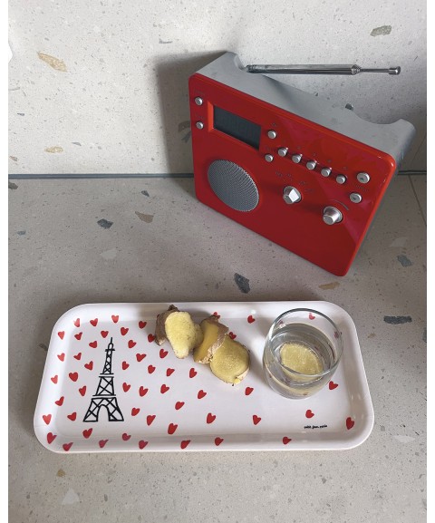 PETIT PLATEAU EN BOIS  TOUR EIFFEL "PICTO-COEUR"