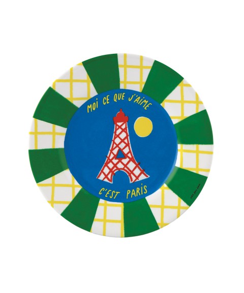 ASSIETTE TOUR EIFFEL MOI CE QUE J'AIME (VERT) Ø20cm