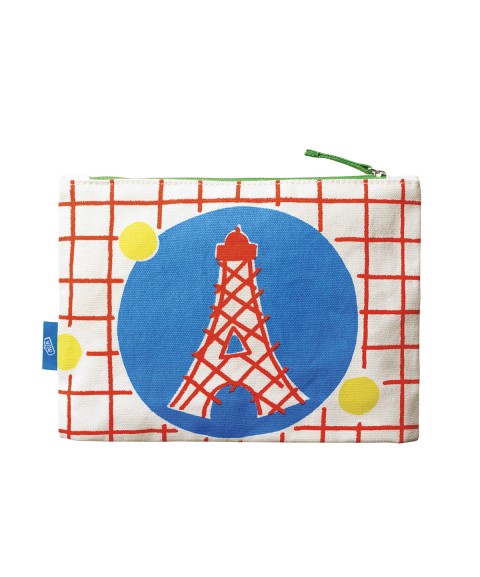 COTTON LARGE POUCH EIFFEL TOWER MOI CE QUE J'AIME
