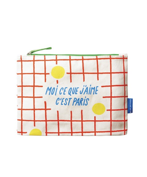 COTTON LARGE POUCH EIFFEL TOWER MOI CE QUE J'AIME