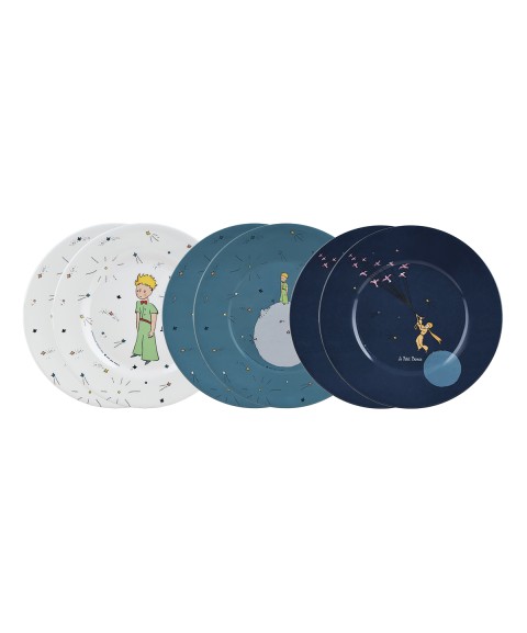 SET OF 6 ASSORTED DESSERT PLATES THE LITTLE PRINCE