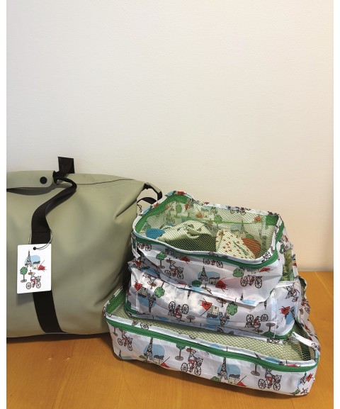 SET OF 3 PACKING CUBES PARIS BY BIKE